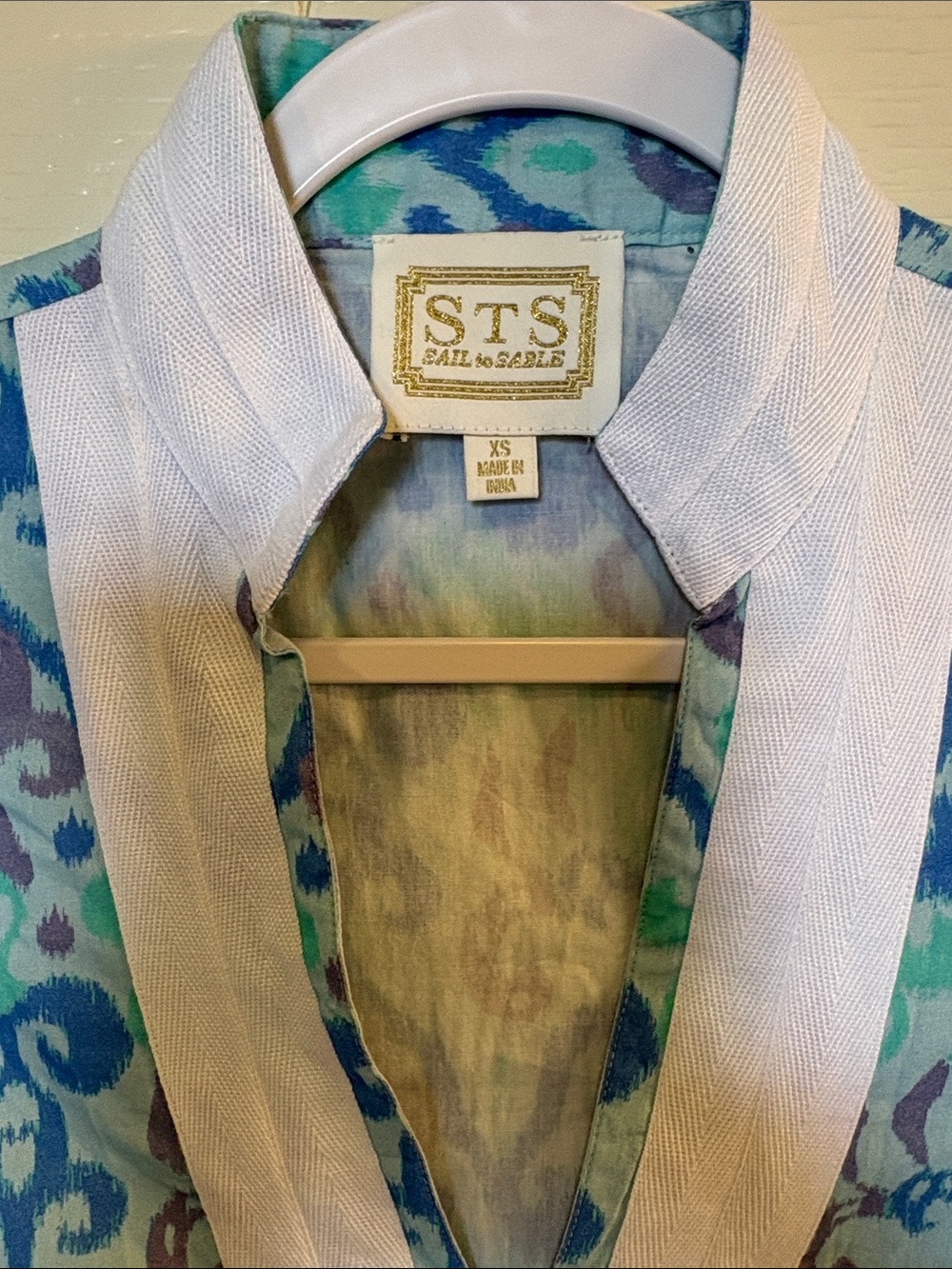 Sail to Sable | Blue & Green 100% Cotton Long Sleeve Caftan - Picture 11 of 16